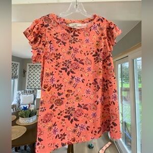 Ruffle sleeve, floral t-shirt